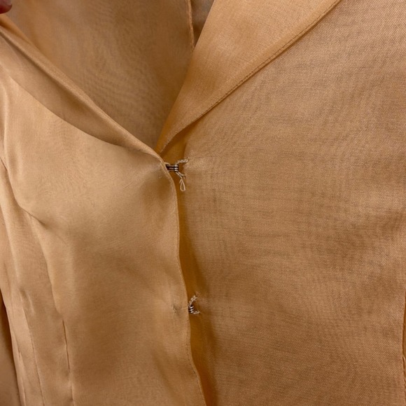Richard Tyler Couture Blazer Size XS Est Peach Sheer Silk Organza Peplum Jacket - Picture 3 of 5